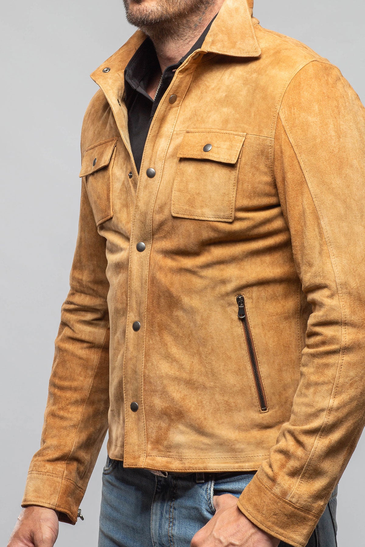 Axel's Florence Collection Leone Suede Snap Shirt Samples - Mens - Outerwear - Cloth
