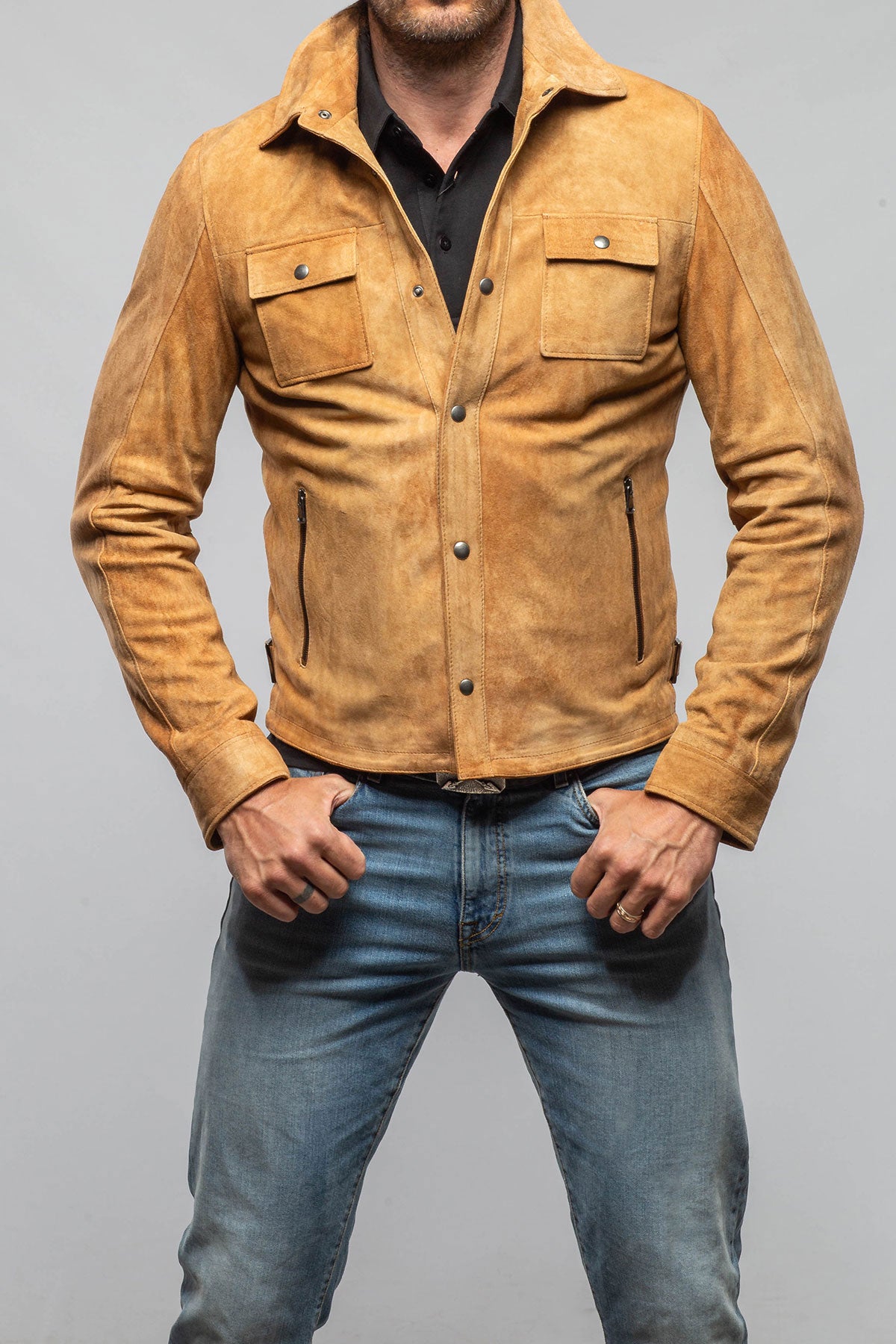 Axel's Florence Collection Leone Suede Snap Shirt Samples - Mens - Outerwear - Cloth