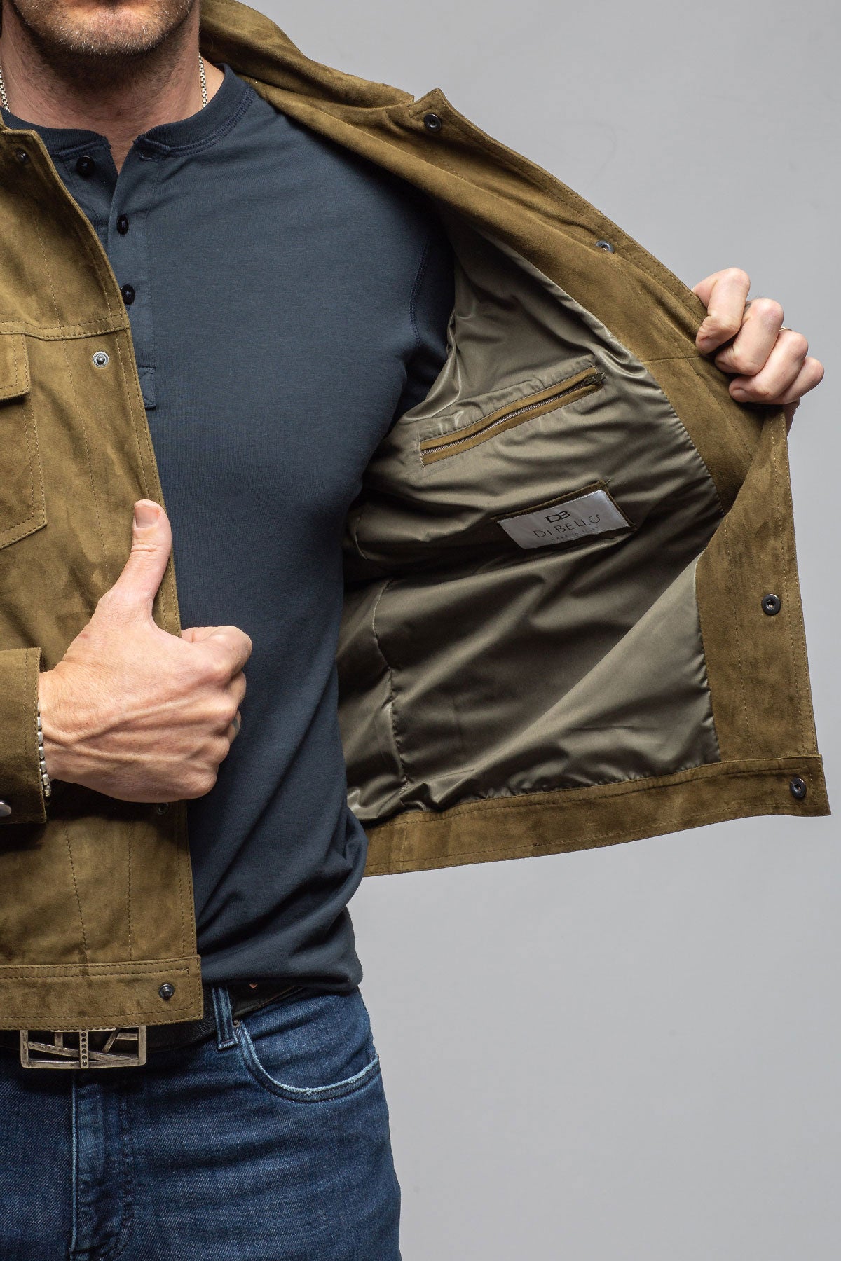 Axel's Florence Collection Lewis Snap Shirt In Verde Samples - Mens - Outerwear - Leather