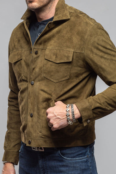 Axel's Florence Collection Lewis Snap Shirt In Verde Samples - Mens - Outerwear - Leather
