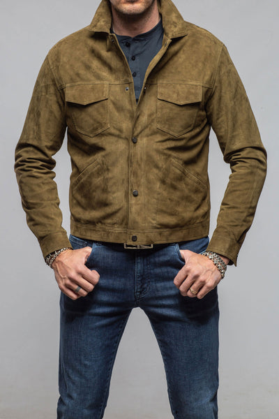 Axel's Florence Collection Lewis Snap Shirt In Verde Samples - Mens - Outerwear - Leather