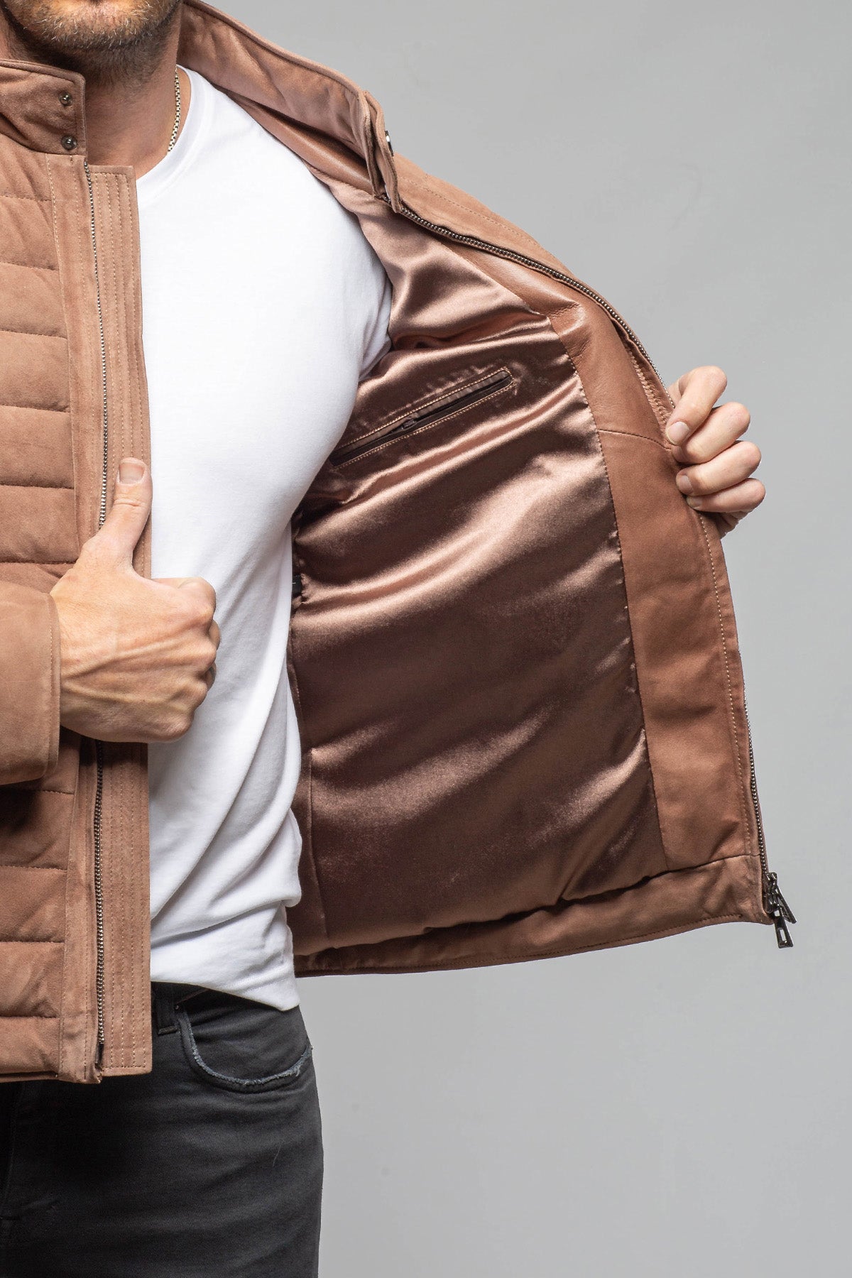 Axel's Florence Collection Lorenzo Suede Puffer Samples - Mens - Outerwear - Leather