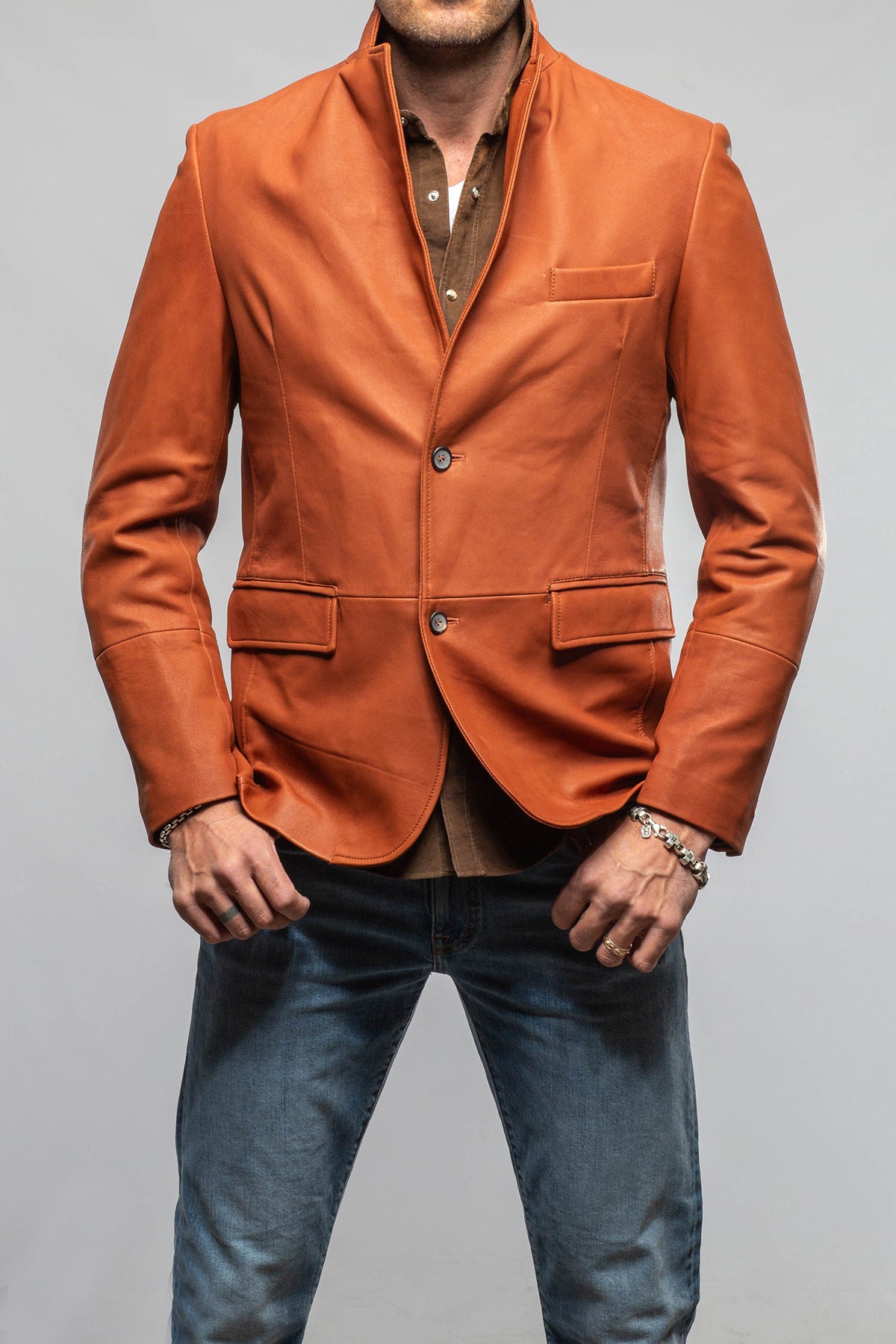 Axel's Florence Collection Macmillan Vintage Nubuck Leather Blazer Samples - Mens - Outerwear - Leather