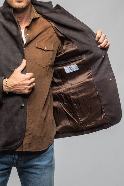 Axel's Florence Collection Macmillan Vintage Printed Nubuck Leather Blazer Samples - Mens - Outerwear - Leather