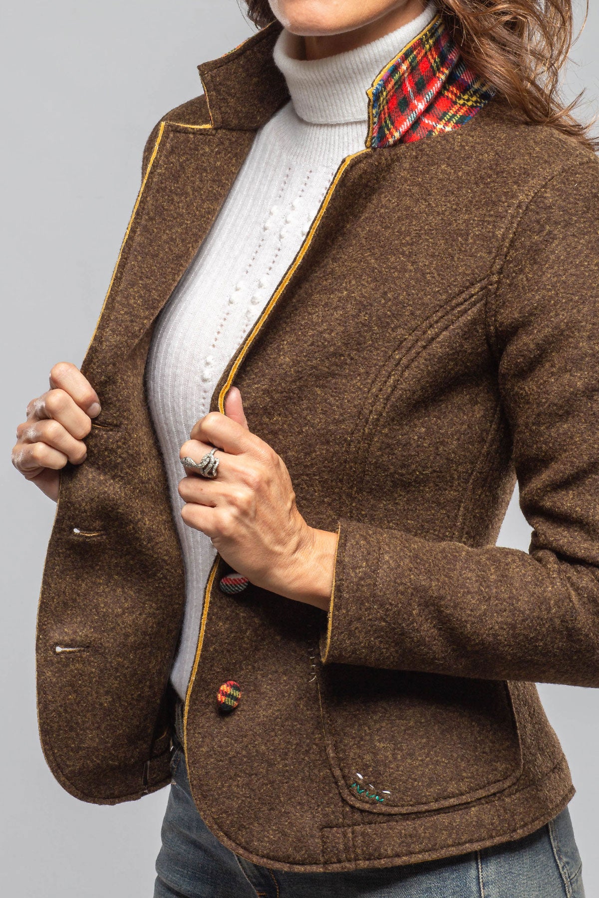 Axel's Florence Collection Maisie Wool Blazer In Brown Melange Ladies - Tailored - Jackets