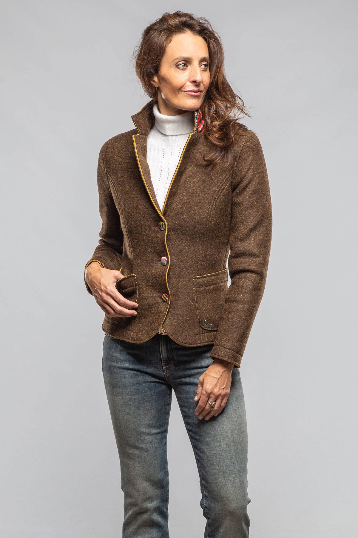 Axel's Florence Collection Maisie Wool Blazer In Brown Melange Ladies - Tailored - Jackets