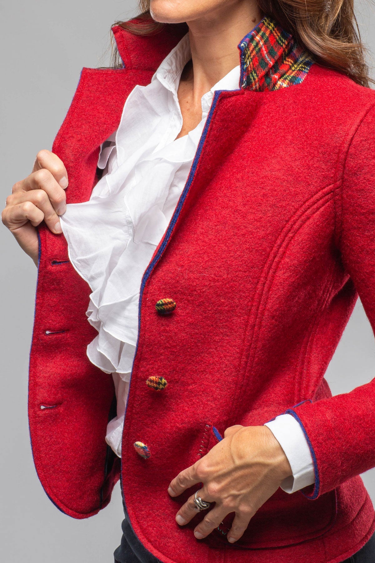 Maisie Wool Blazer In Red | Ladies - Tailored - Jackets | Axel's Florence Collection