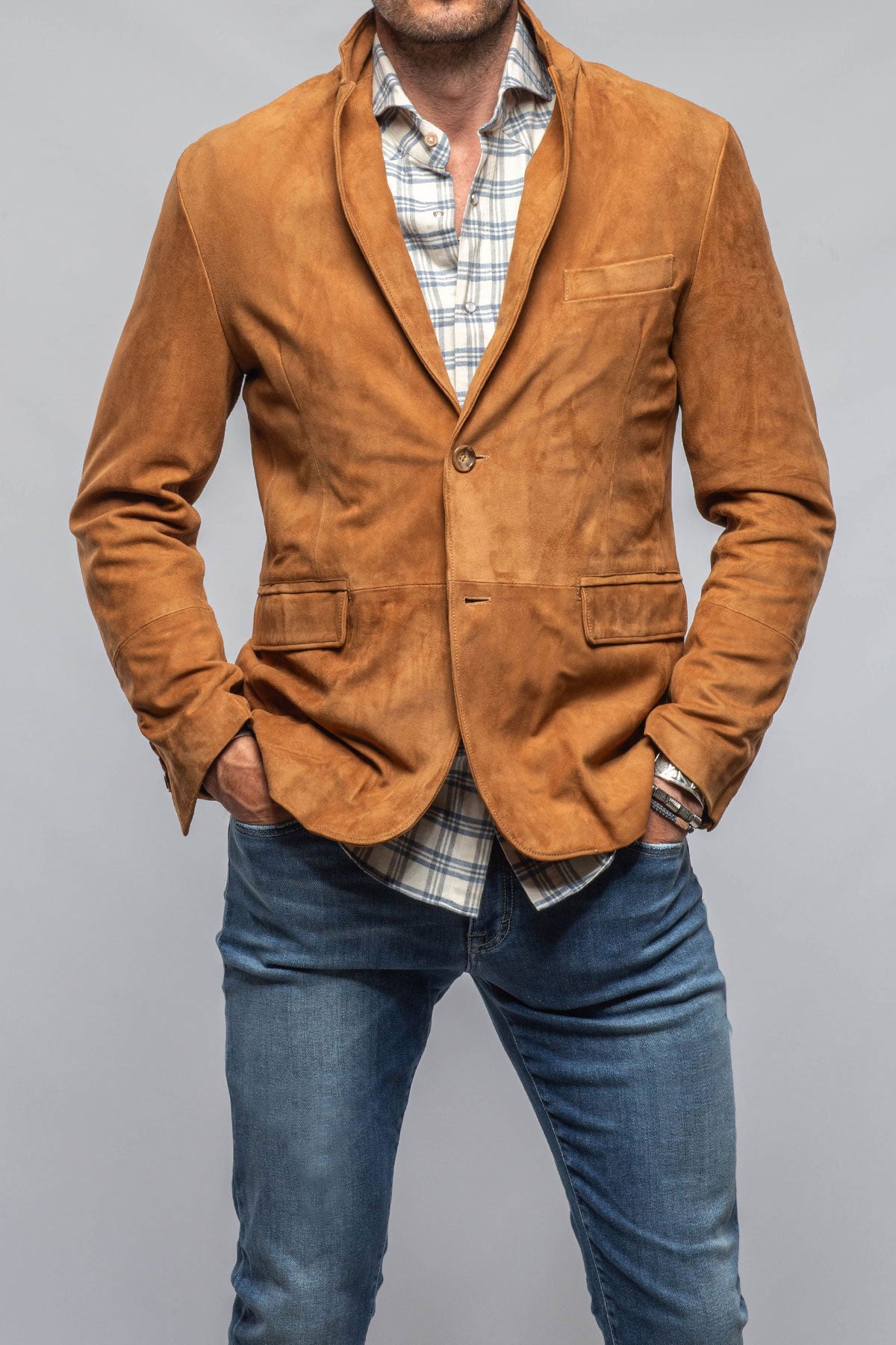 Axel's Florence Collection Maldito Suede Blazer In Cognac Mens - Outerwear - Leather