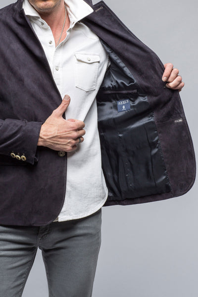 Axel's Florence Collection Maldito Suede Blazer In Navy Mens - Outerwear - Leather