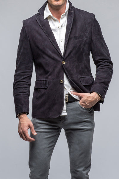 Axel's Florence Collection Maldito Suede Blazer In Navy Mens - Outerwear - Leather