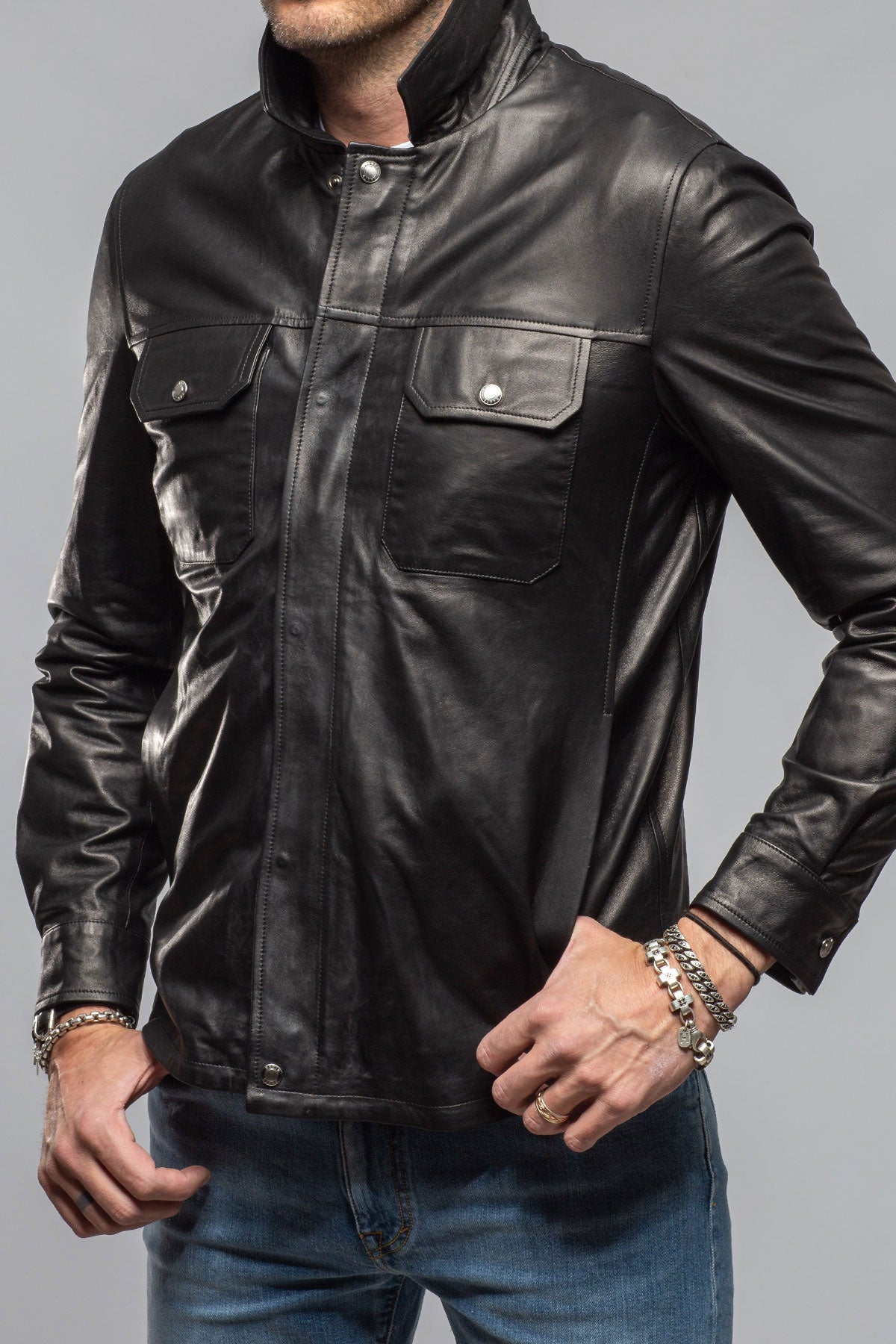 Axel's Florence Collection Marcus Nappa Leather Jacket Samples - Mens - Outerwear - Leather