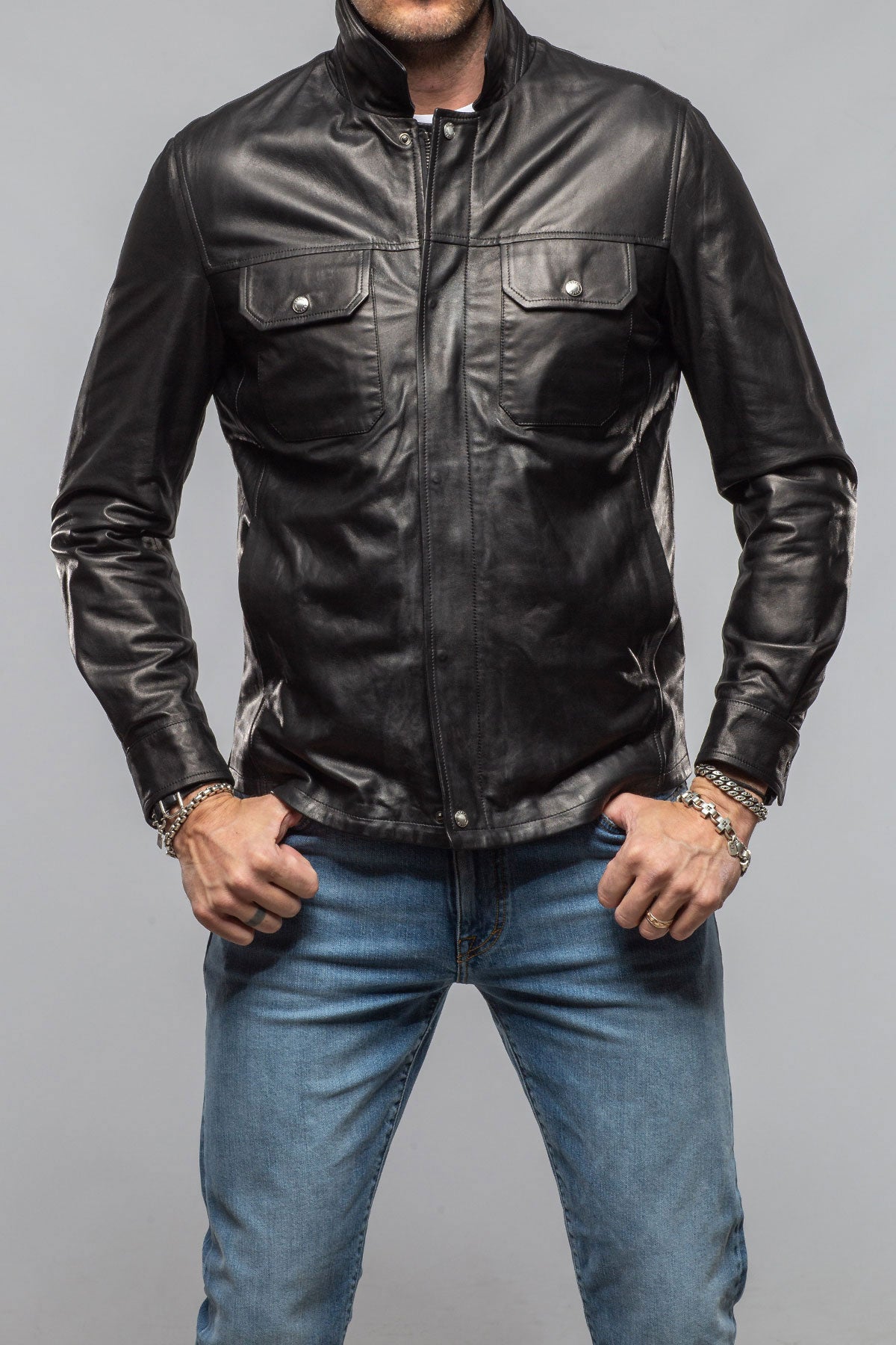 Axel's Florence Collection Marcus Nappa Leather Jacket Samples - Mens - Outerwear - Leather