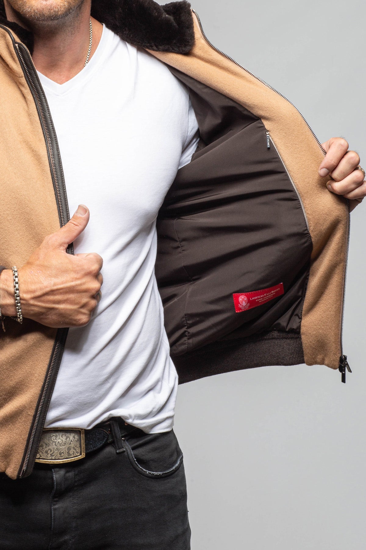 Axel's Florence Collection Mauldin Cashmere Jacket with Beaver Collar Samples - Mens - Outerwear - Cloth