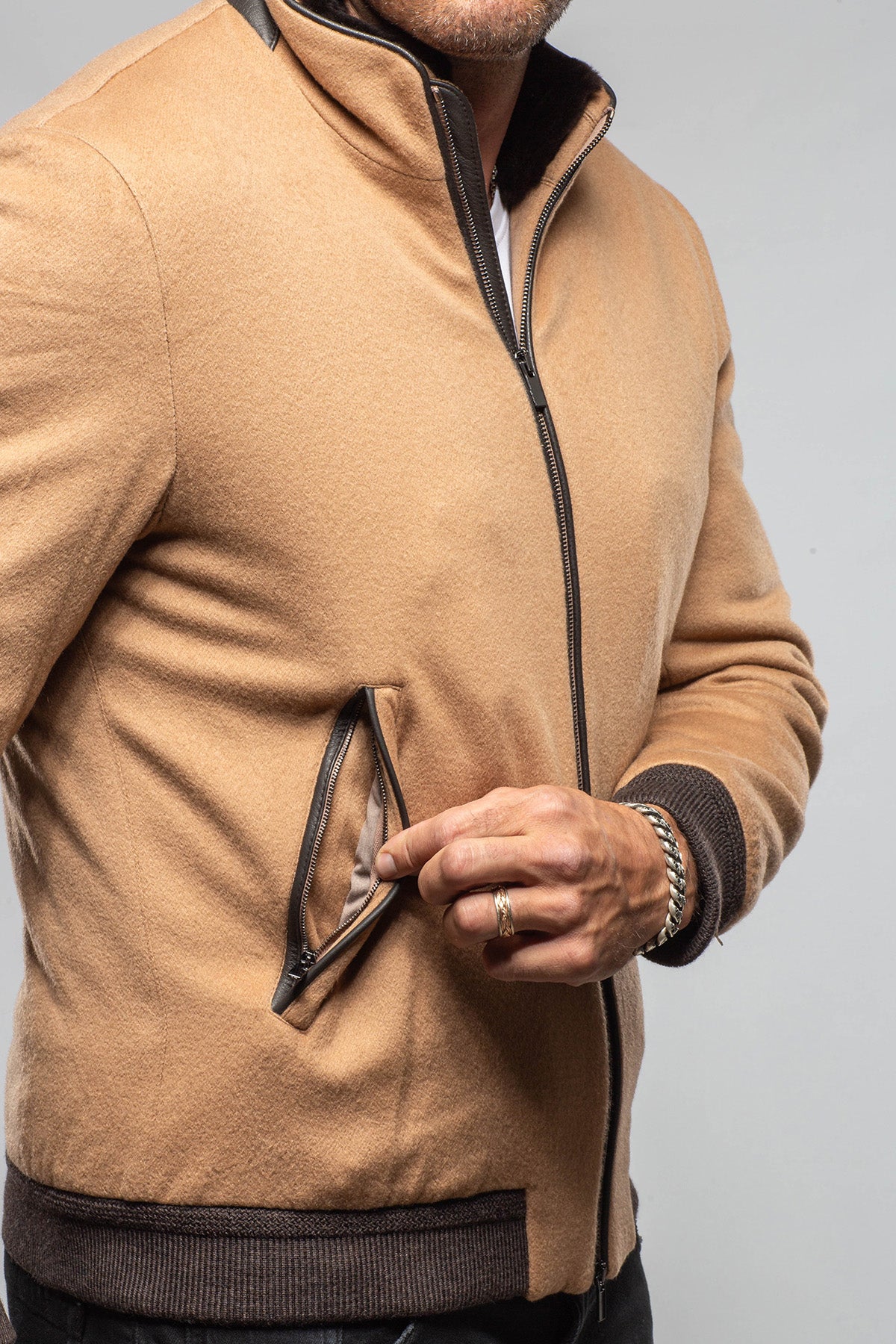Axel's Florence Collection Mauldin Cashmere Jacket with Beaver Collar Samples - Mens - Outerwear - Cloth