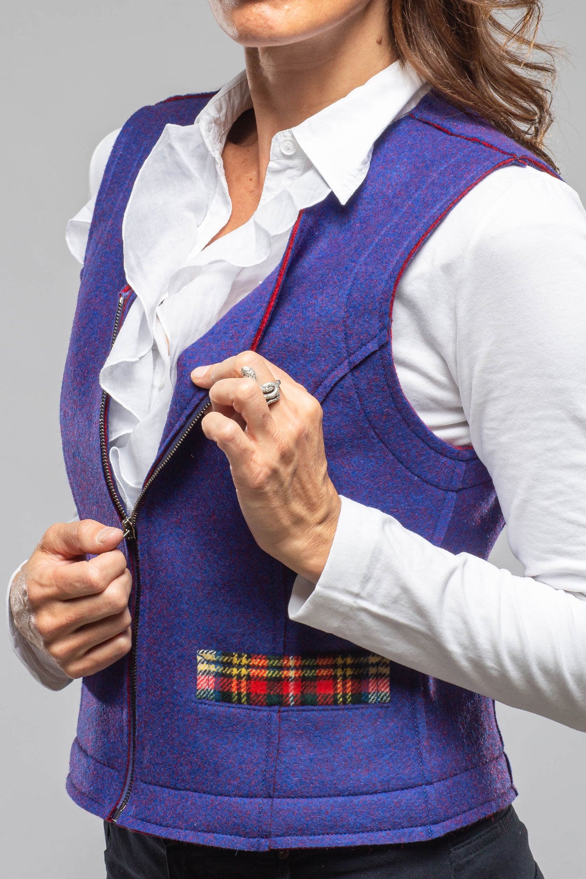 Axel's Florence Collection Nelly Double Face Wool Vest In Blue Ladies - Tailored - Vests