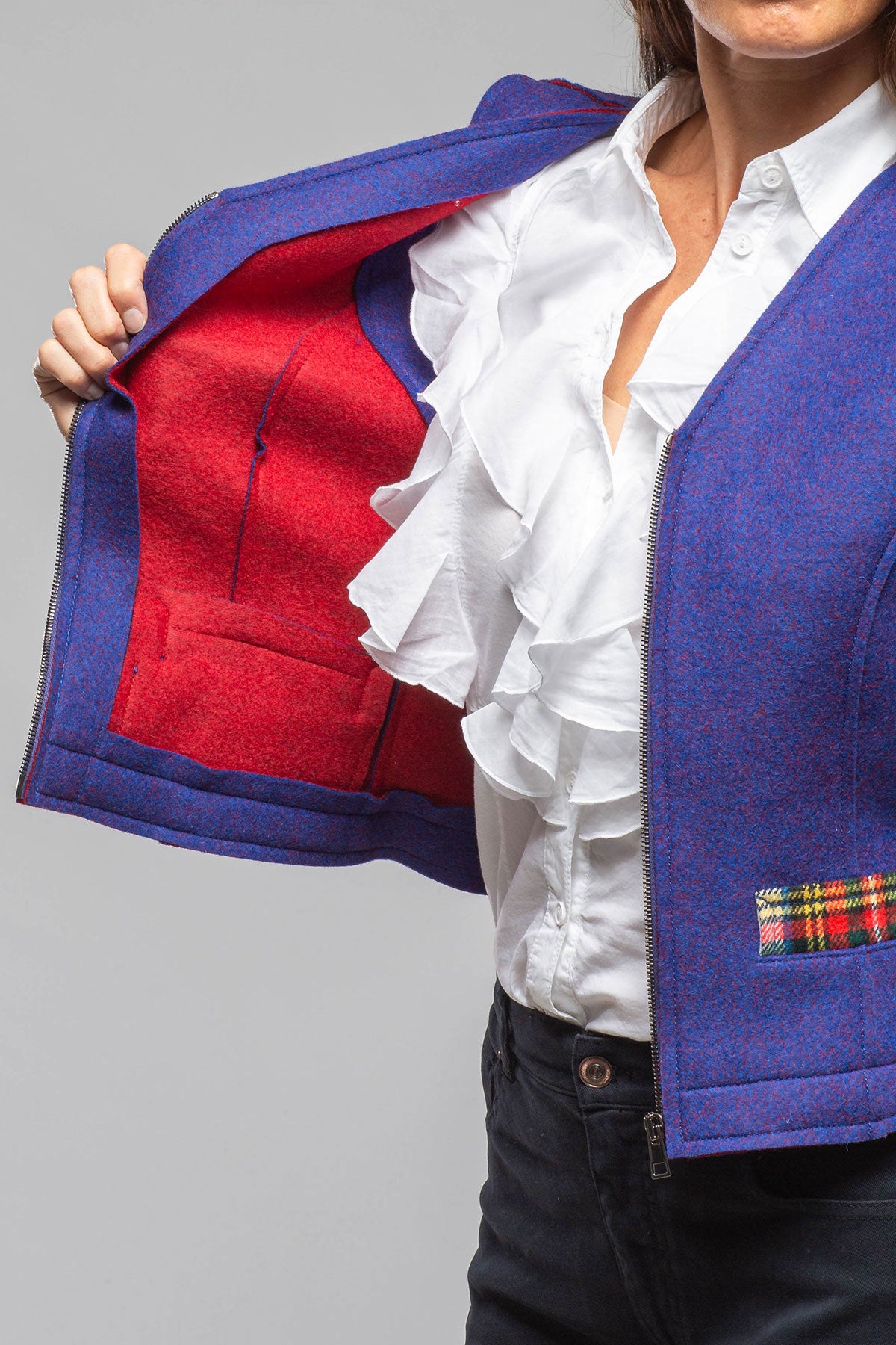 Axel's Florence Collection Nelly Double Face Wool Vest In Blue Ladies - Tailored - Vests