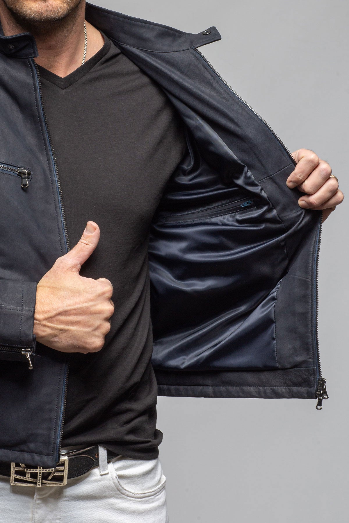 Axel's Florence Collection Nelson Nubuck Biker Jacket Samples - Mens - Outerwear - Leather