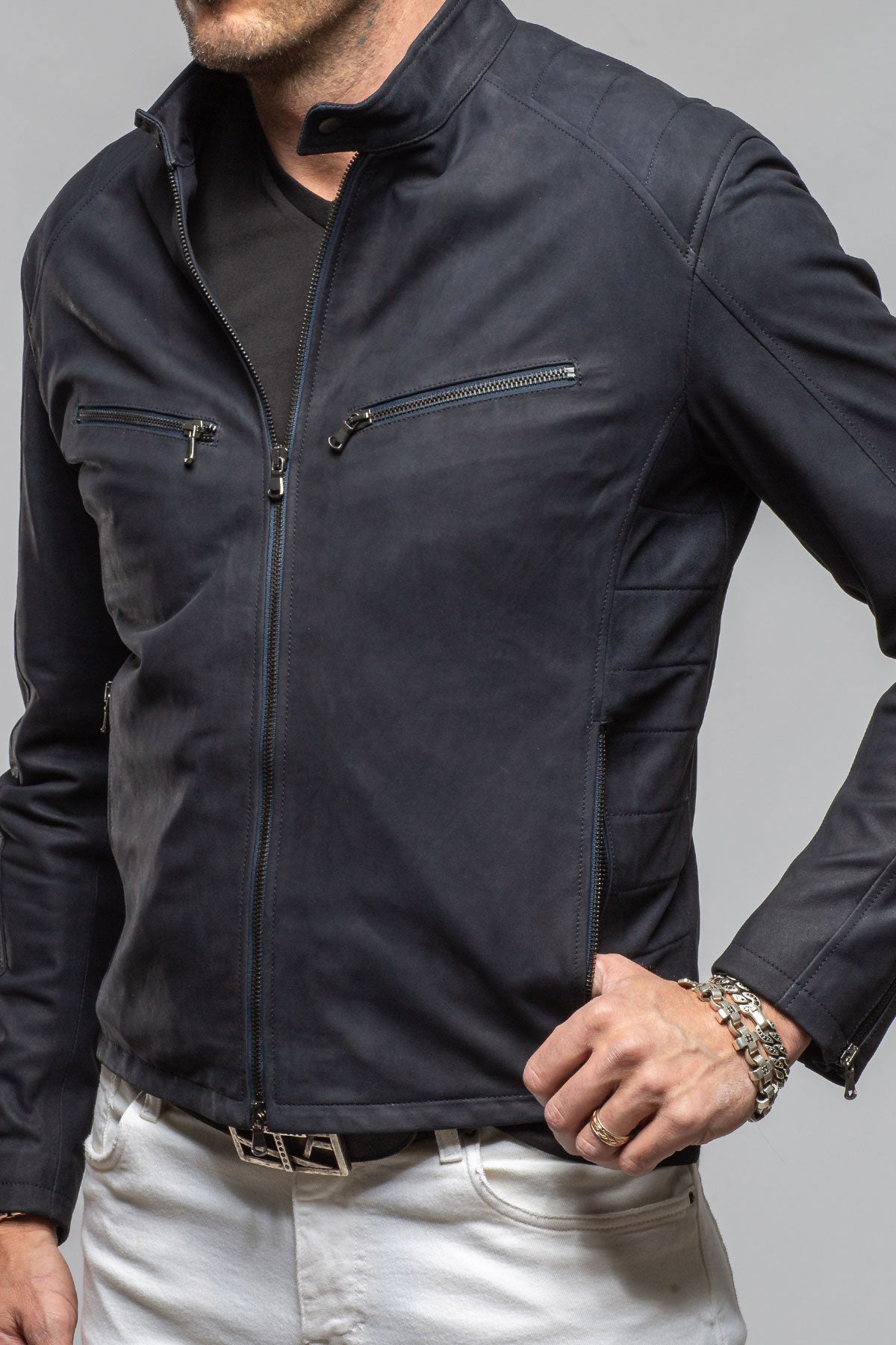 Axel's Florence Collection Nelson Nubuck Biker Jacket Samples - Mens - Outerwear - Leather