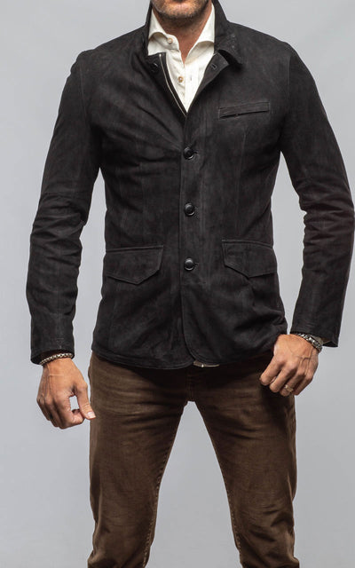 Axel's Florence Collection Polo Sartorial Suede Jacket In Black Mens - Outerwear - Leather