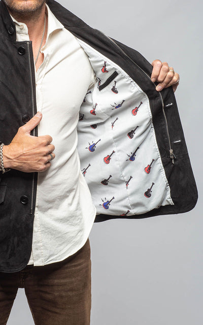 Axel's Florence Collection Polo Sartorial Suede Jacket In Black Mens - Outerwear - Leather