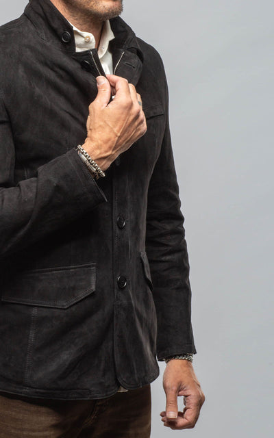 Axel's Florence Collection Polo Sartorial Suede Jacket In Black Mens - Outerwear - Leather