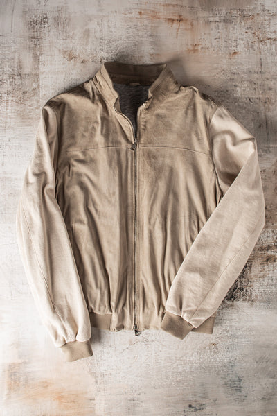 Postiano Hybrid Suede Shirt In Ivory | Samples - Mens - Outerwear - Leather | Axel's Florence Collection