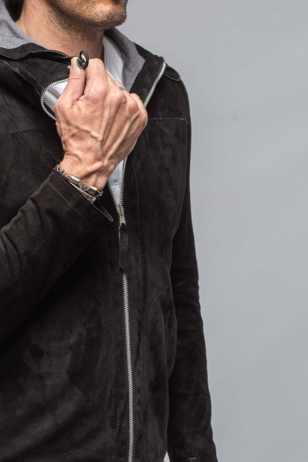 Axel's Florence Collection Reston Hooded Suede Jacket Mens - Outerwear - Leather