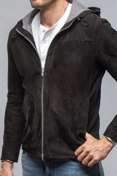 Axel's Florence Collection Reston Hooded Suede Jacket Mens - Outerwear - Leather