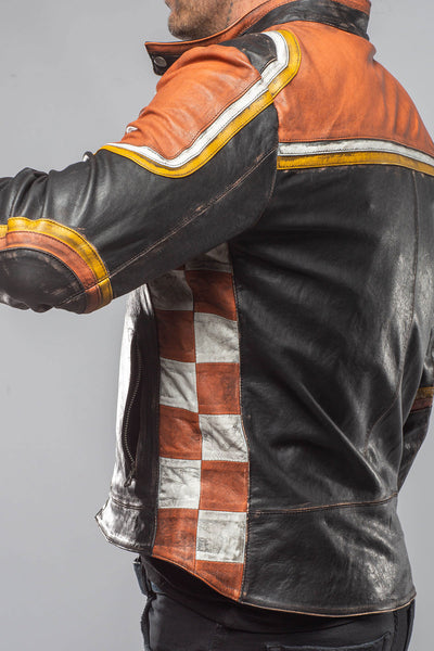 Axel's Florence Collection Retro Biker Jacket In Yellow, White Mens - Outerwear - Leather