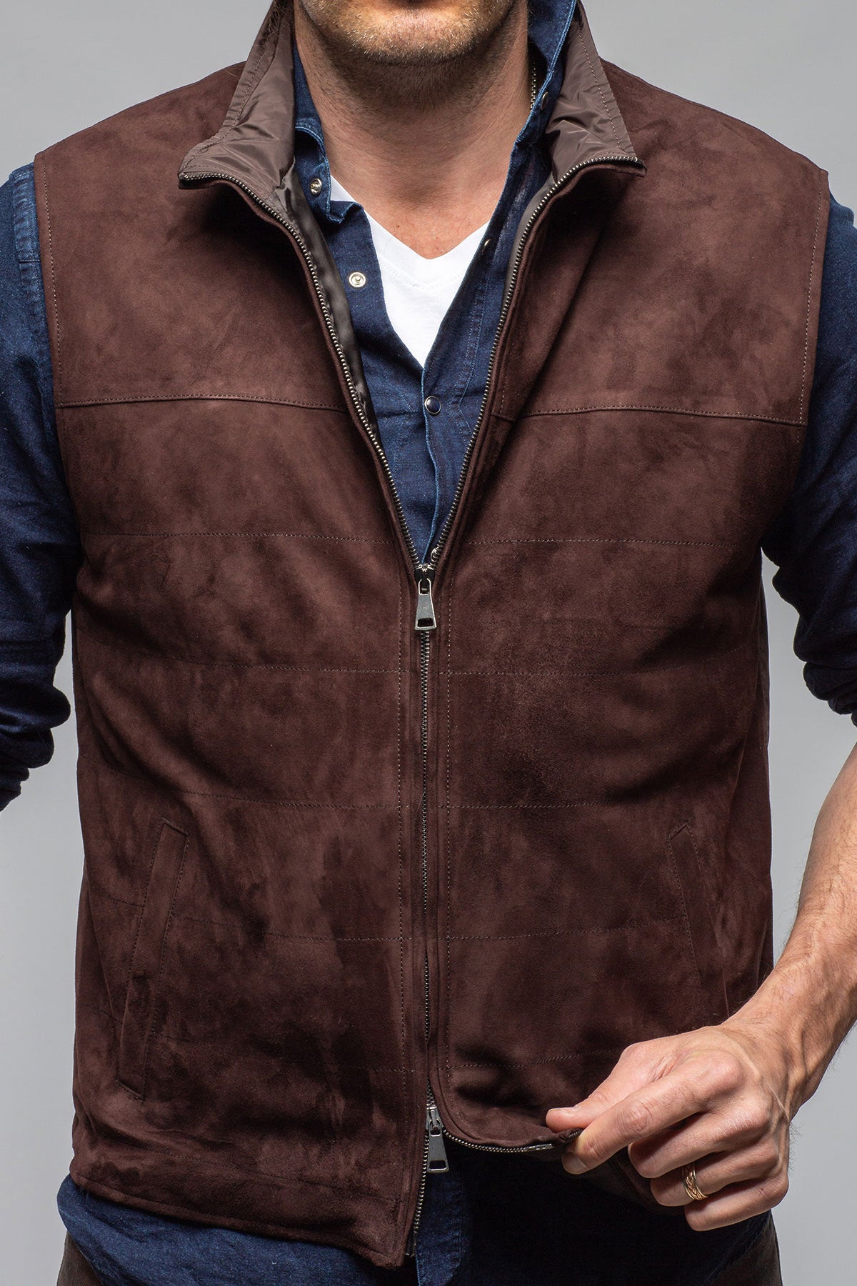 Axel's Florence Collection Riley Vest In Dark Chocolate Samples - Mens - Outerwear - Leather