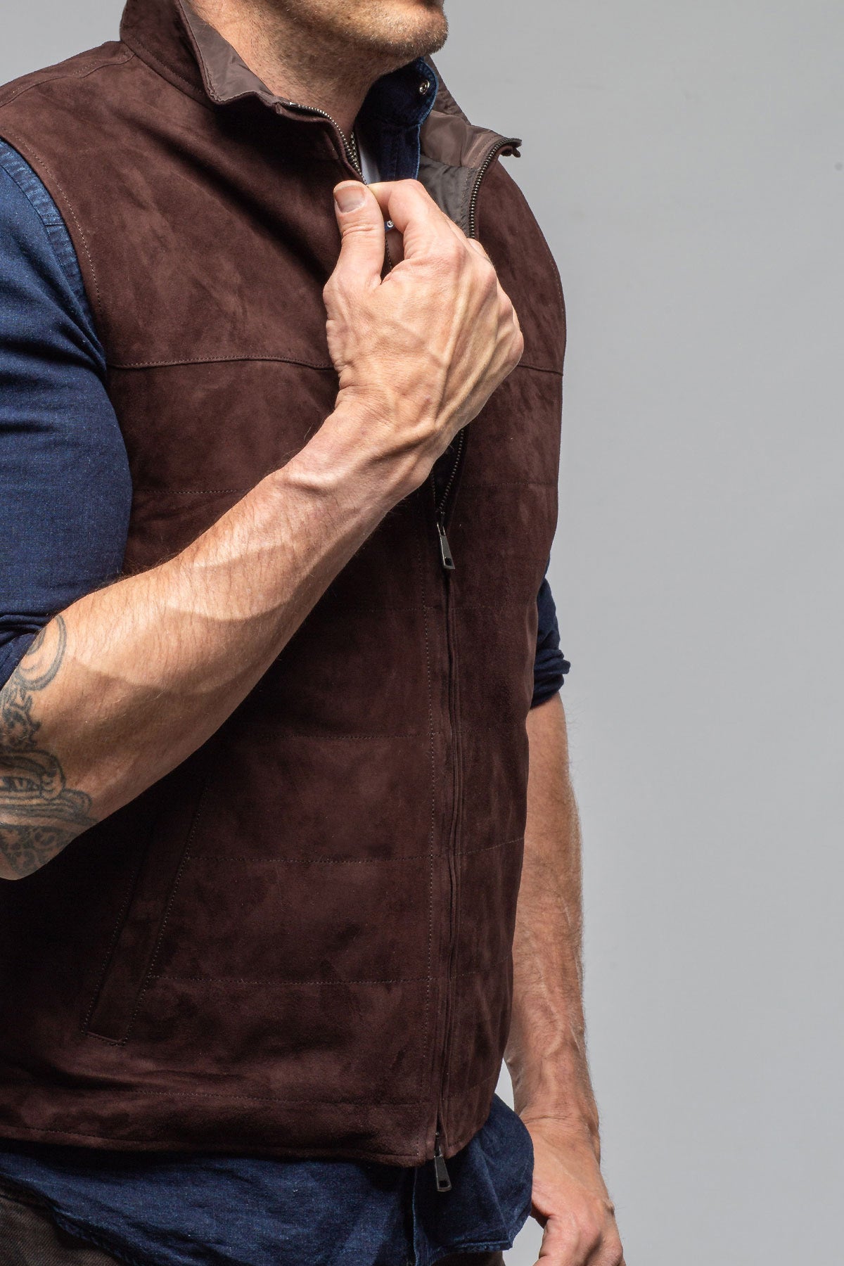Axel's Florence Collection Riley Vest In Dark Chocolate Samples - Mens - Outerwear - Leather