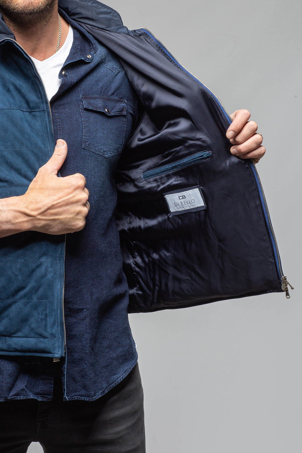 Riley Vest In Navy | Samples - Mens - Outerwear - Leather | Axel's Florence Collection