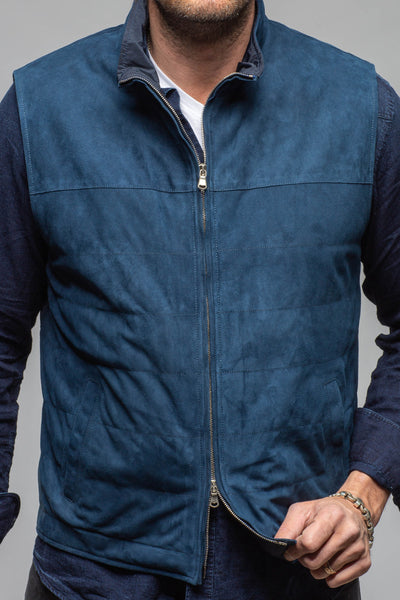 Riley Vest In Navy | Samples - Mens - Outerwear - Leather | Axel's Florence Collection