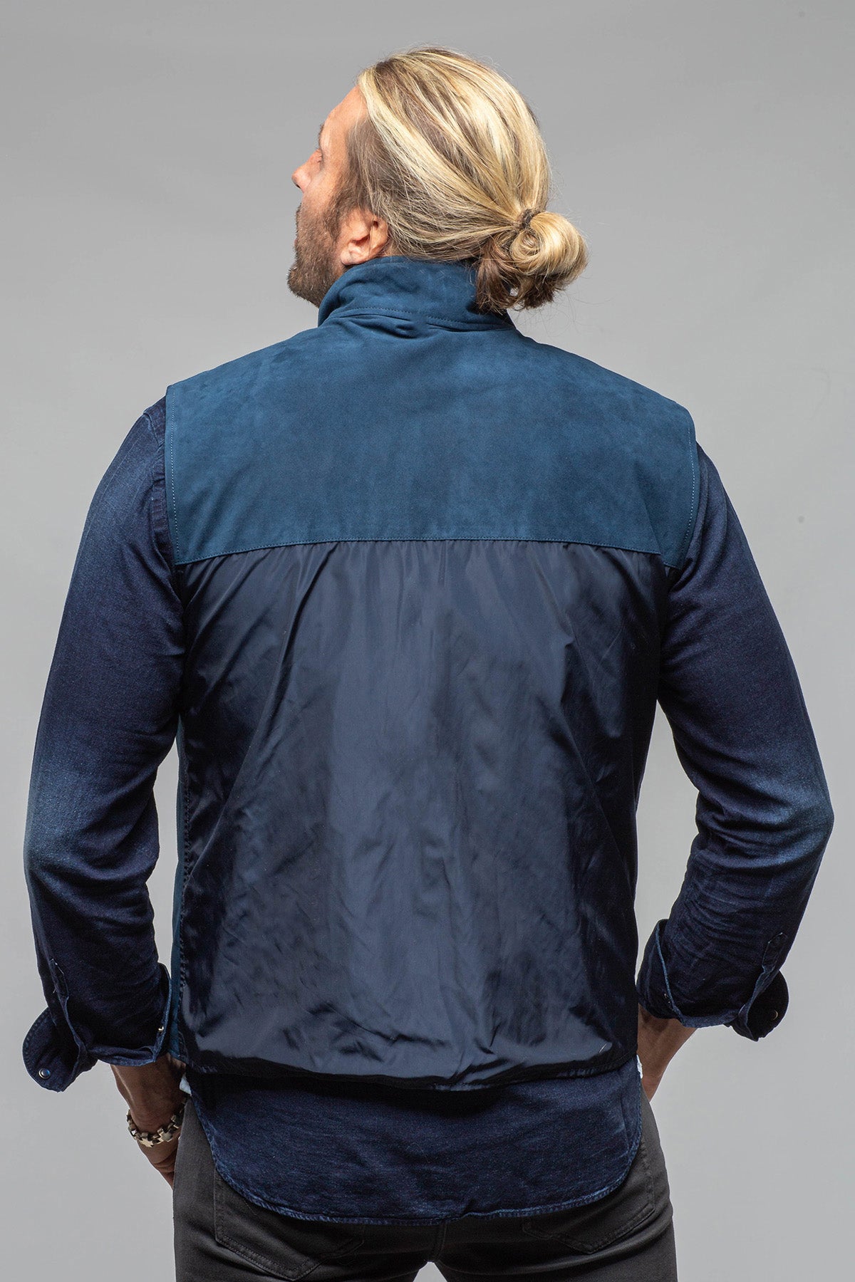 Riley Vest In Navy | Samples - Mens - Outerwear - Leather | Axel's Florence Collection