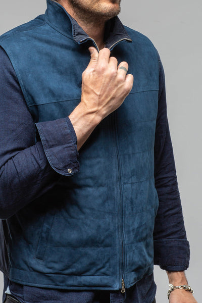 Riley Vest In Navy | Samples - Mens - Outerwear - Leather | Axel's Florence Collection
