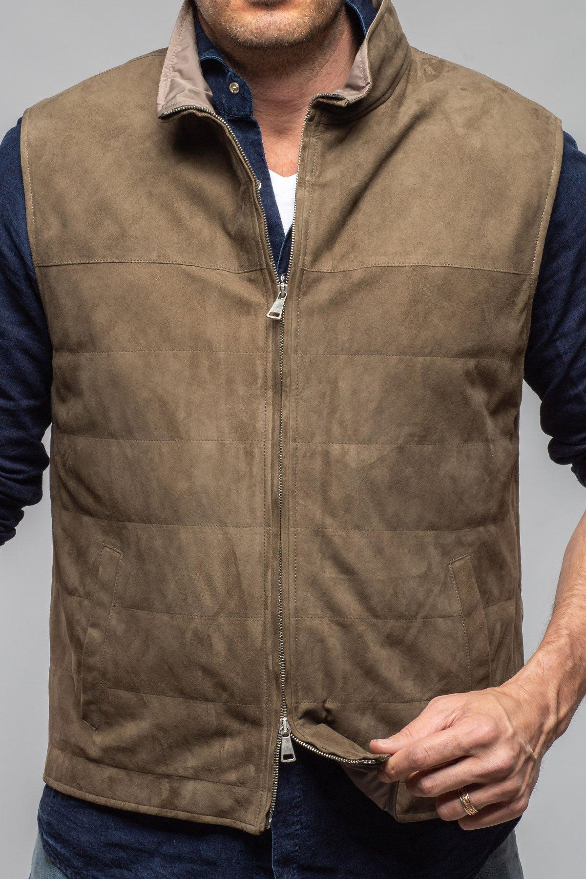 Axel's Florence Collection Riley Vest In Sage Samples - Mens - Outerwear - Leather