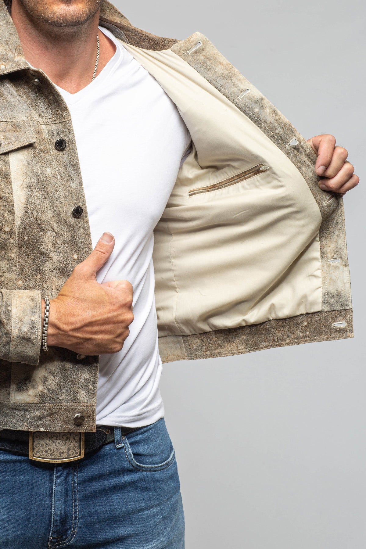 Axel's Florence Collection Roebuck Leather Jean Jacket Samples - Mens - Outerwear - Leather