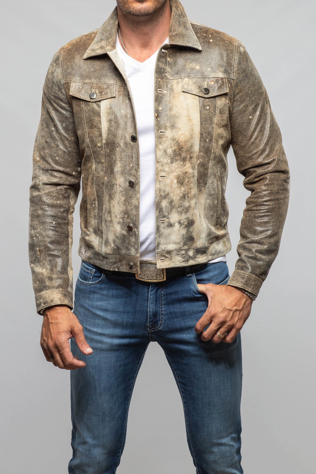 Axel's Florence Collection Roebuck Leather Jean Jacket Samples - Mens - Outerwear - Leather