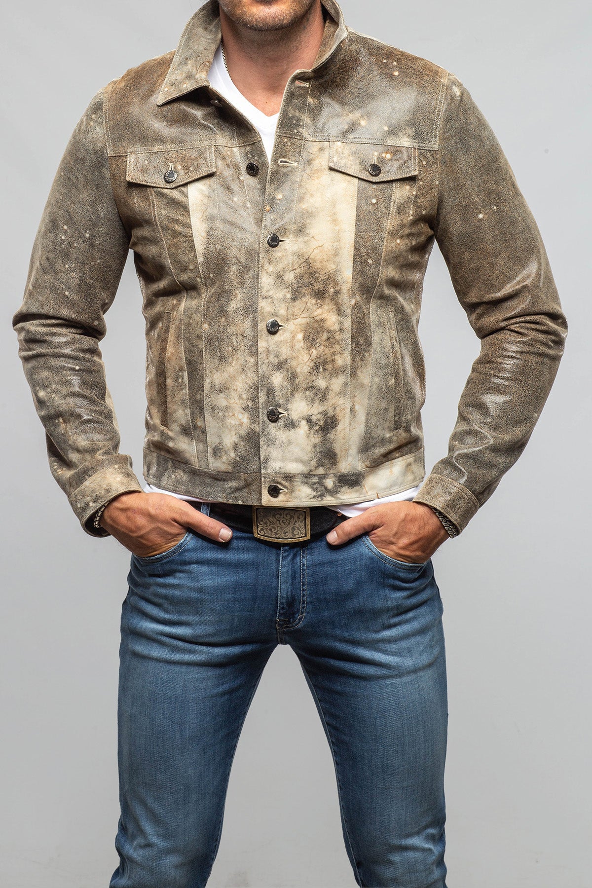Axel's Florence Collection Roebuck Leather Jean Jacket Samples - Mens - Outerwear - Leather