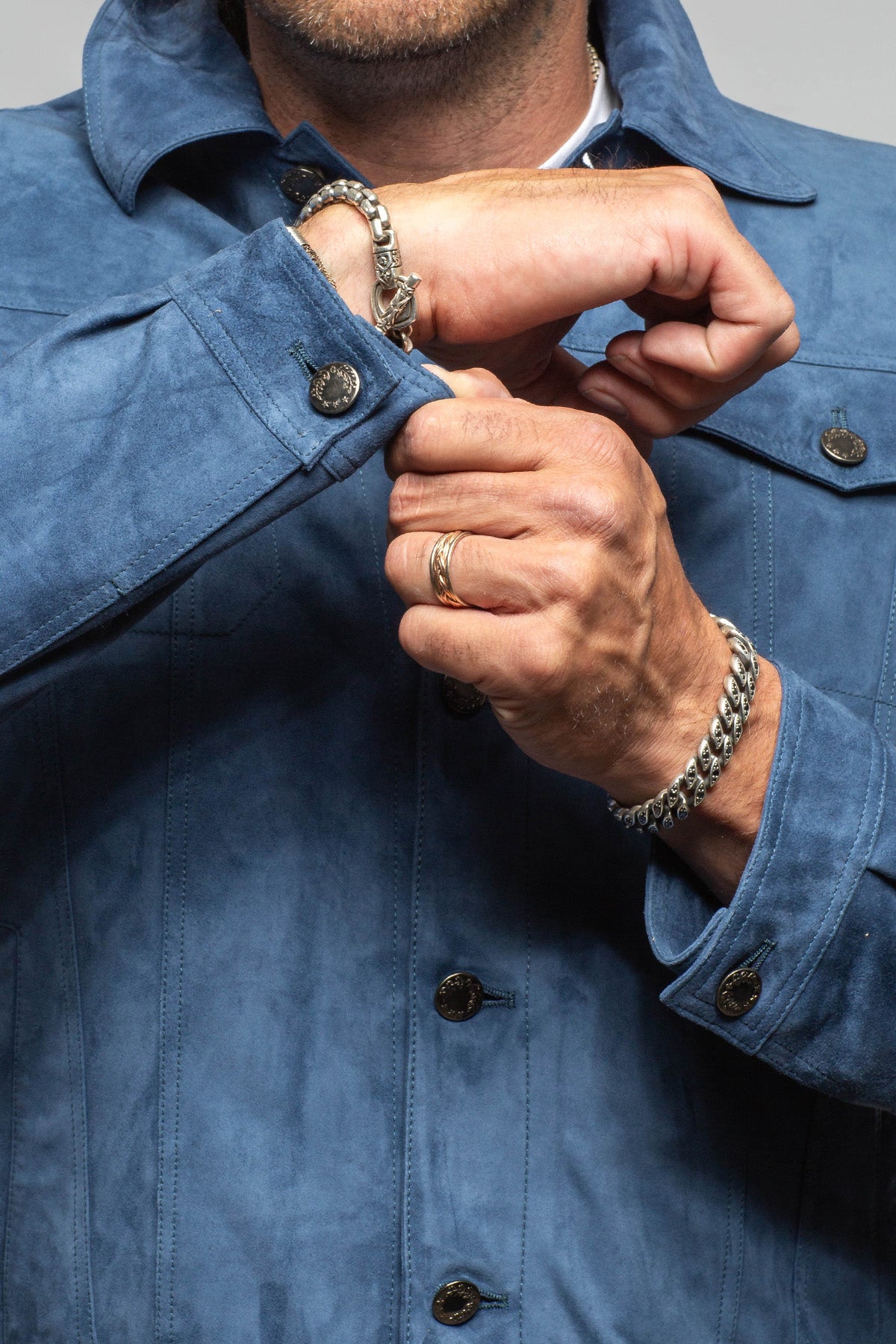 Axel's Florence Collection Roebuck Suede Jean Jacket Samples - Mens - Outerwear - Leather