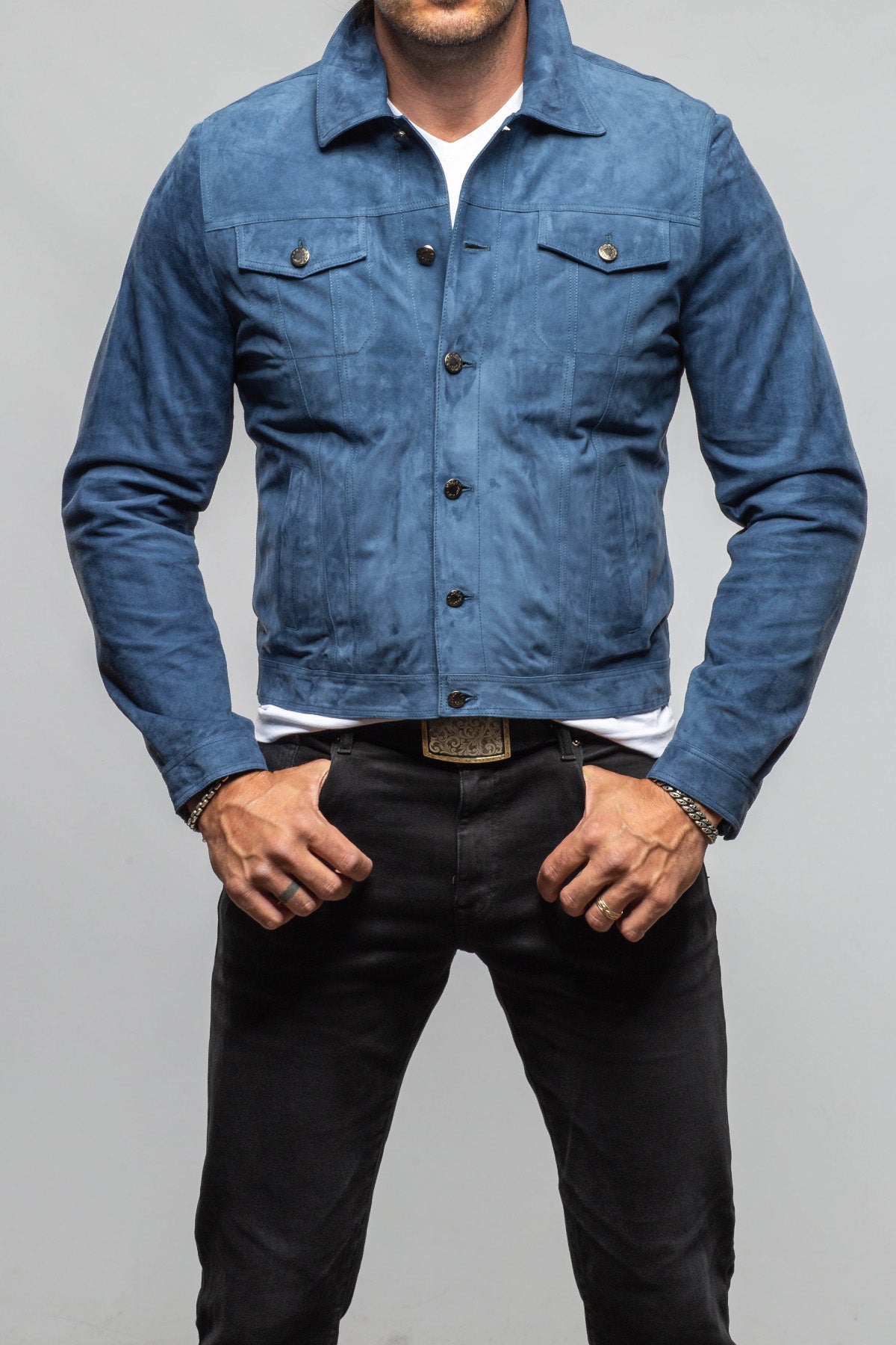 Axel's Florence Collection Roebuck Suede Jean Jacket Samples - Mens - Outerwear - Leather