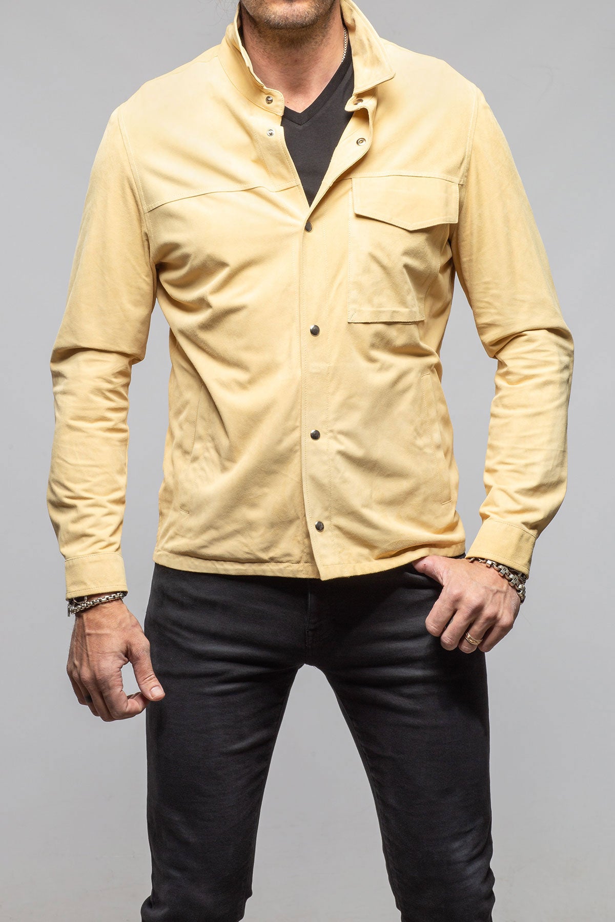 Axel's Florence Collection Rye Suede Shirt Jacket Samples - Mens - Outerwear - Leather