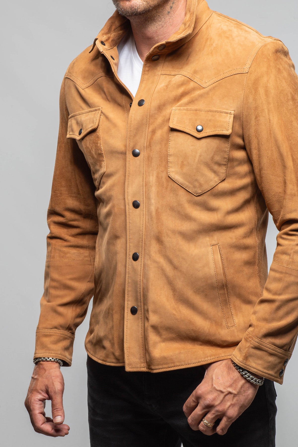 Axel's Florence Collection Salt Creek Suede Snap Shirt Samples - Mens - Outerwear - Leather