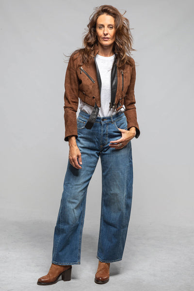 Axel's Florence Collection | Stacy Cropped Side Zip In Chestnut & Black | Ladies - Outerwear - Leather 
