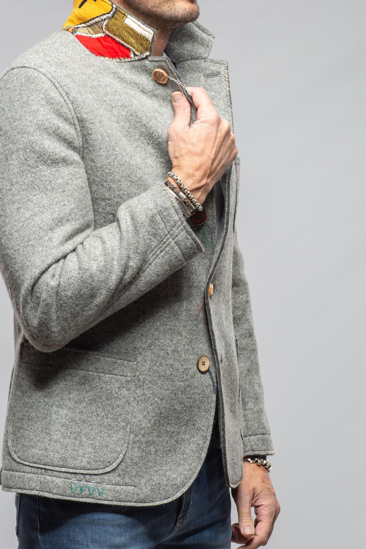 Stratton Knit Jacket In Grey | Samples - Mens - Outerwear - Cloth | Axel's Florence Collection