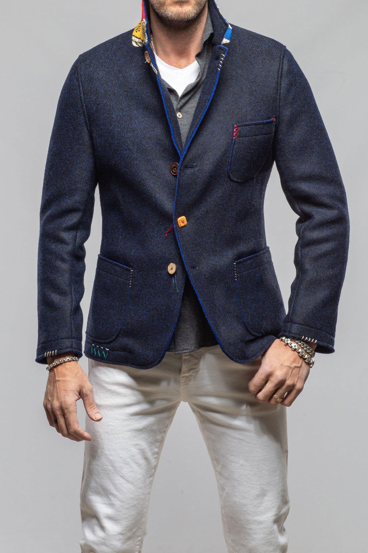 Axel's Florence Collection Stratton Knit Jacket In Navy Samples - Mens - Outerwear - Cloth