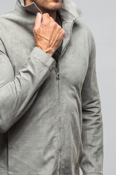 Axel's Florence Collection The Don II Suede Zip Jacket In Grey Mens - Outerwear - Leather
