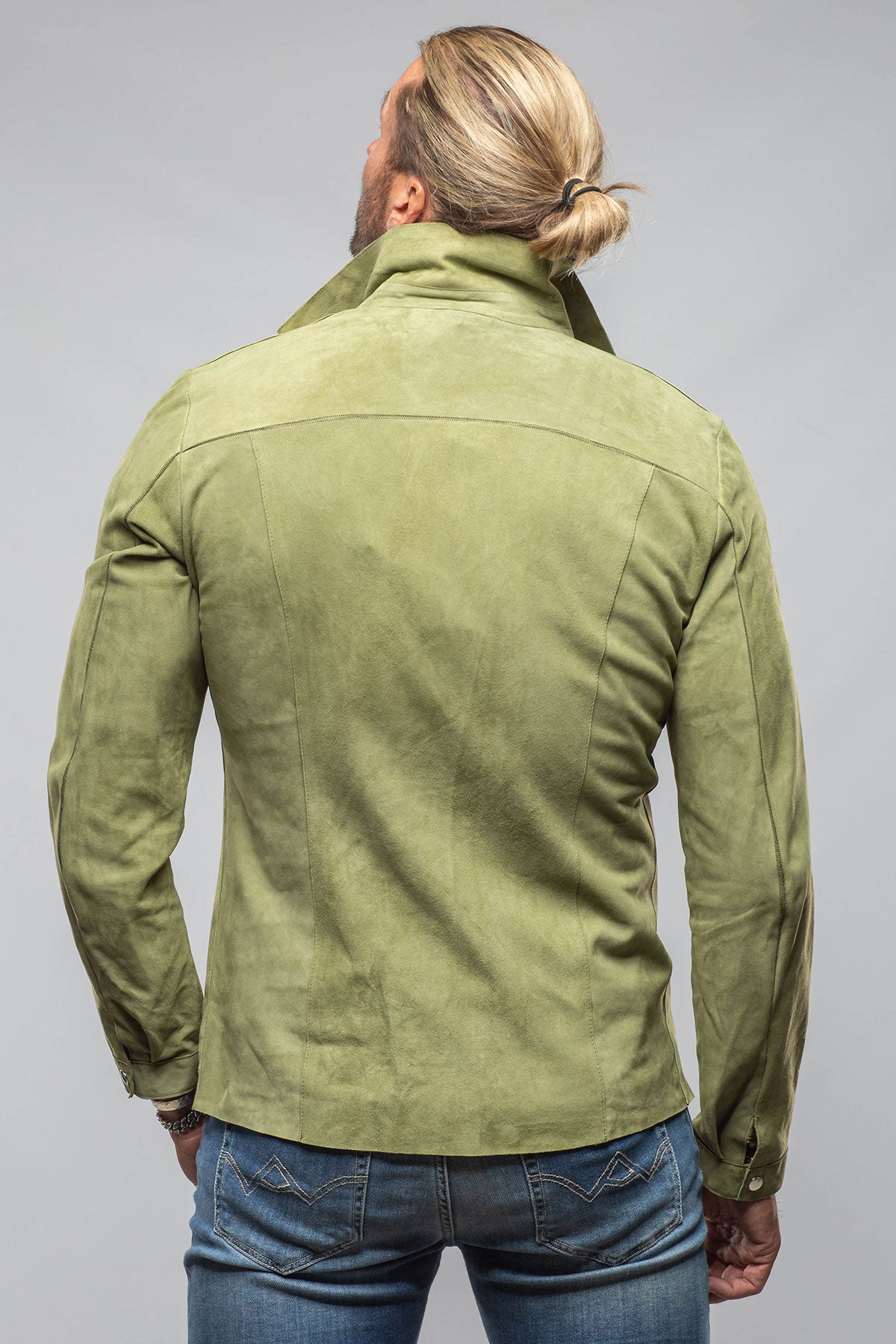 Axel's Florence Collection The Don II Suede Zip Jacket In Salvia Mens - Outerwear - Leather