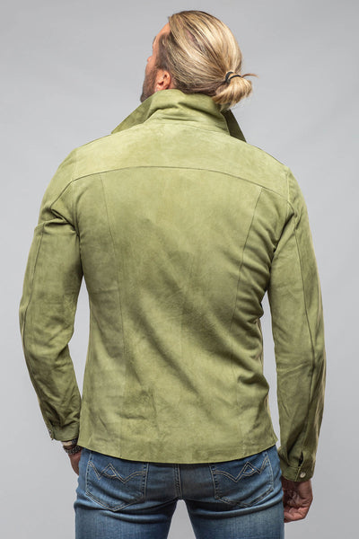 Axel's Florence Collection | The Don II Suede Zip Jacket In Salvia | Mens - Outerwear - Leather 