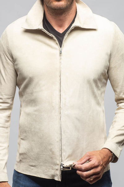 Axel's Florence Collection The Don II Suede Zip Jacket In Taupe Mens - Outerwear - Leather
